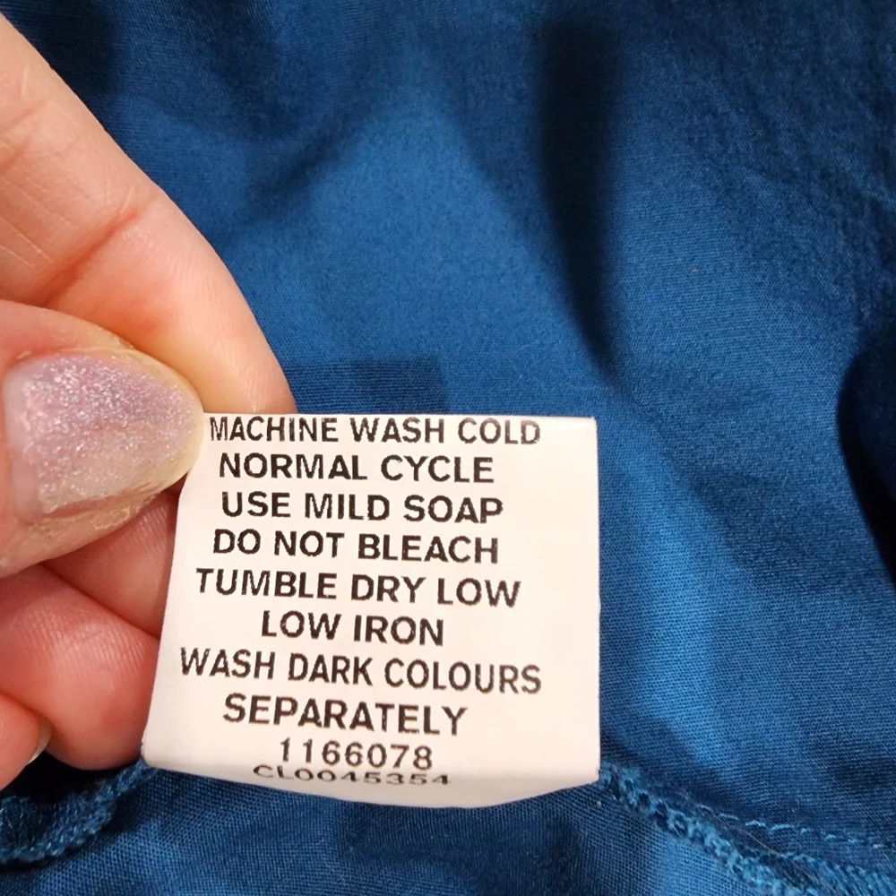 eShakti Cotton Poplin Blouson Midi Dress Dark Teal Classic Flare size Large 12 - Picture 7 of 11